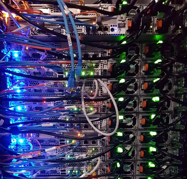 cross section of a server farm - where lots of websites can be hosted